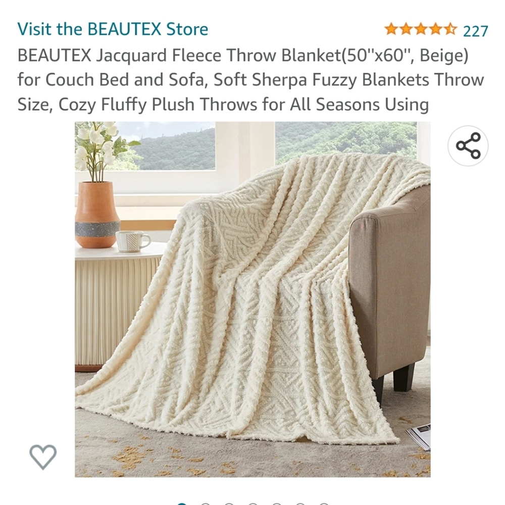 Fleece throw blanket new in beige color super soft , sherpa fuzzy blanket 50×60